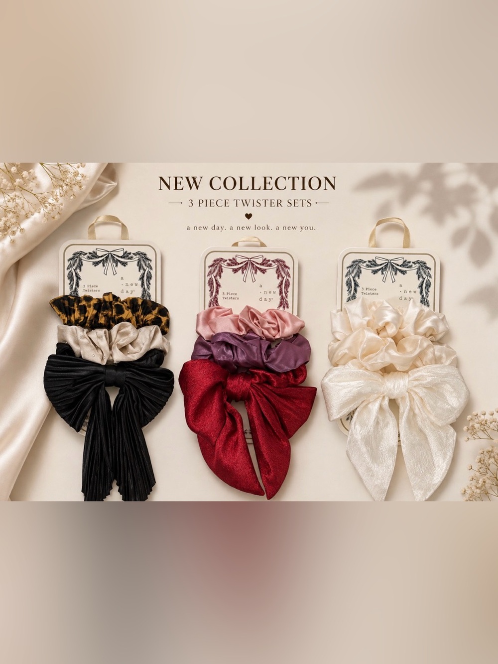 Satin Bow & Scrunchie Set